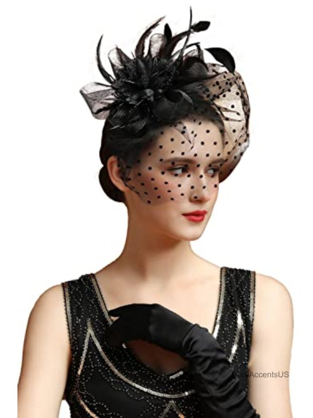 Feather Fascinator Hat with Clip & Headband Tea Party Derby Headwear